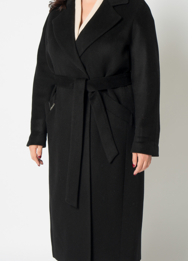 Классическое женское пальто в черном цвете модель № 21307 универмаг малина