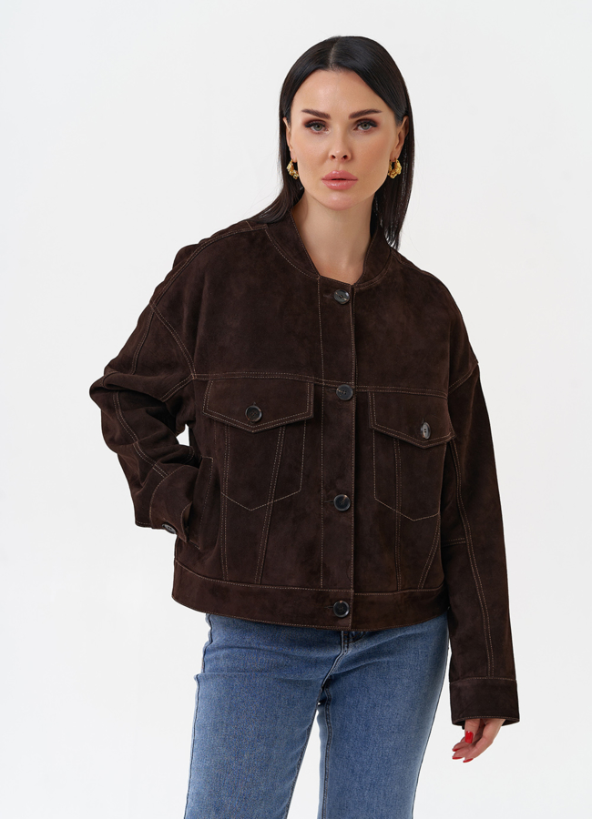 Куртка из замши коричневого цвета модель № 29927 универмаг малина Куртка из замши коричневого цвета модель № 29927 универмаг малина