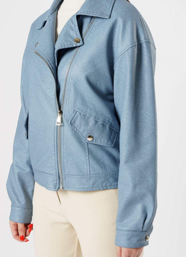 Куртка из эко кожи голубого цвета модель № 20627 универмаг малина