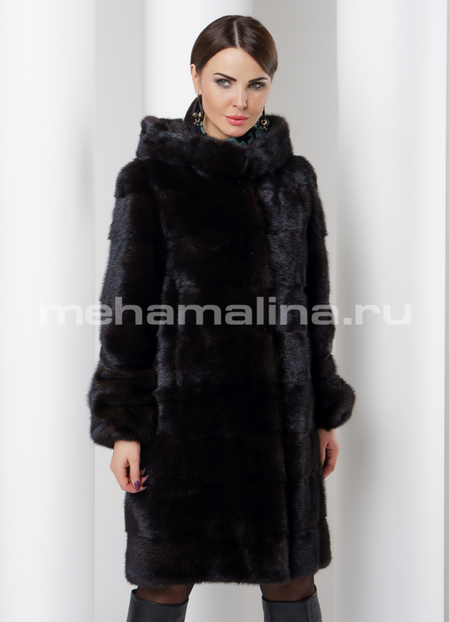 Шуба с капюшоном модель № S-525 универмаг малина