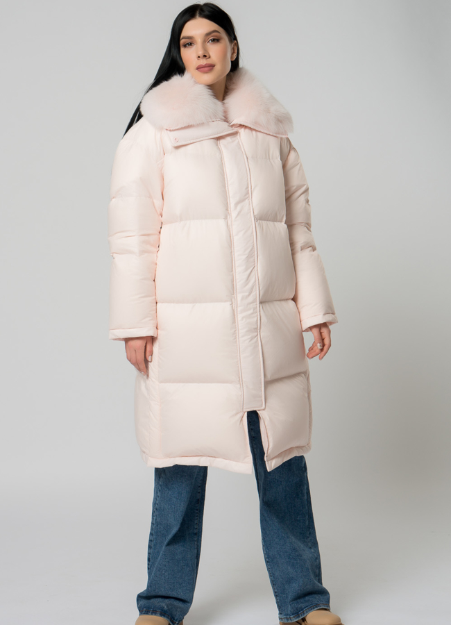 фото Пуховик женский с меховой отделкой  модель № 22166