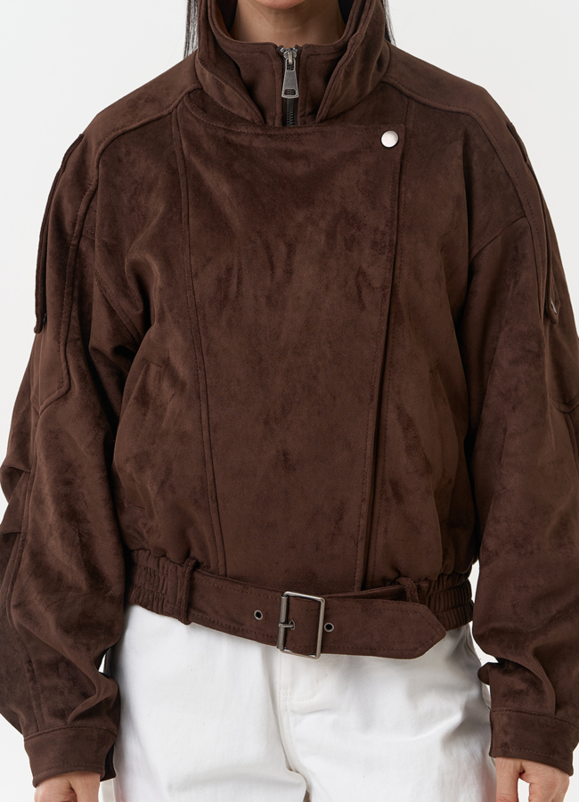 Женская куртка бомбер из эко замши коричневого цвета модель № 30446 универмаг малина Женская куртка бомбер из эко замши коричневого цвета модель № 30446 универмаг малина