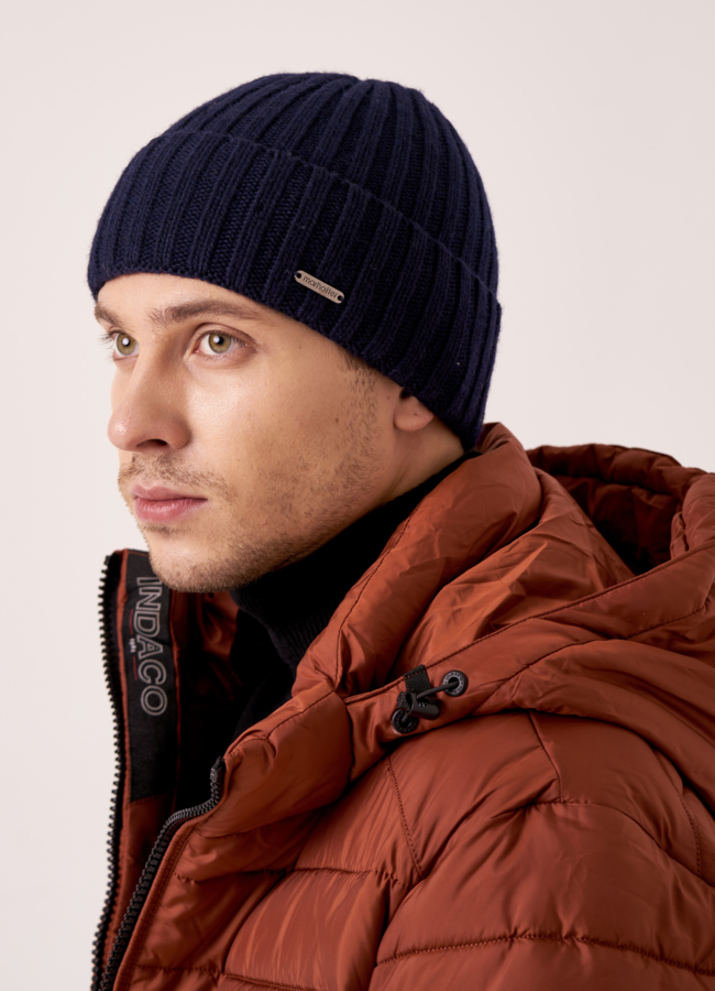 фото Шапка мужская темно-синего цвета модель № MMH 10971