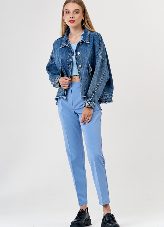 фото Джинсовая куртка синего цвета модель № 21245