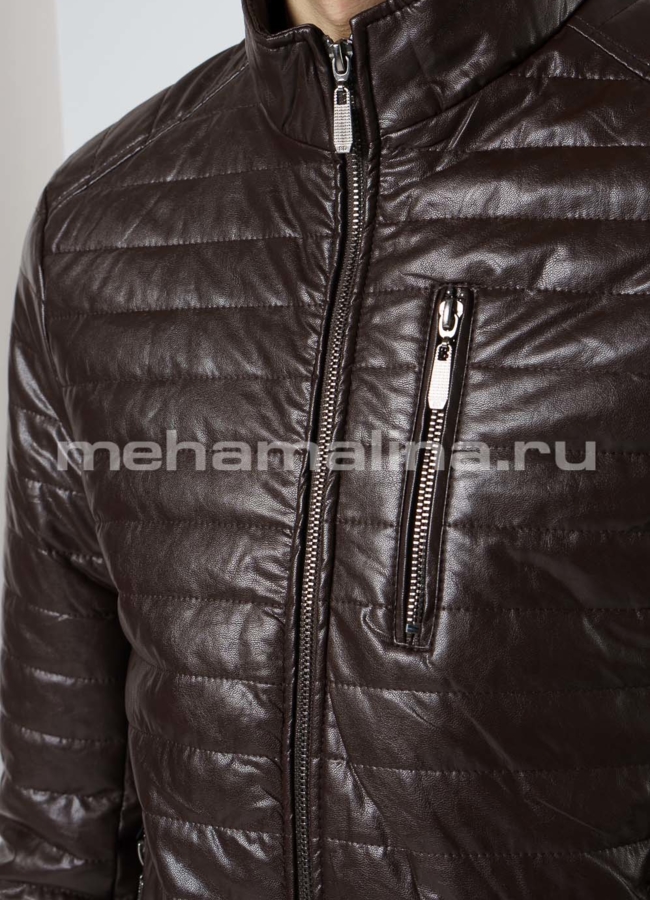 Куртка из эко кожи на молнии со стойкой модель № 607 в рассрочку