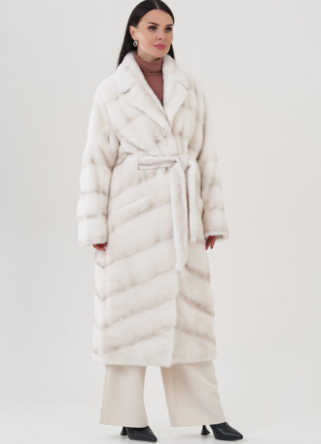 фото Шуба из норки белого цвета модель № 24822