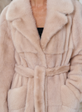 Женская длинная шуба из меха норки