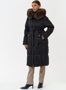 Пуховик с капюшоном из меха песца