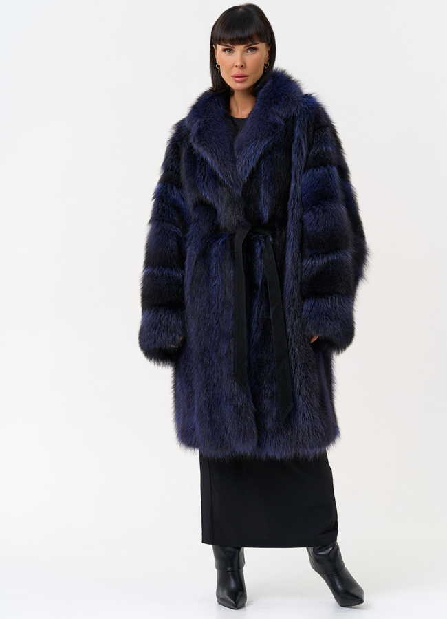 Шуба из меха енота с поясом модель № 31672 в кредит Шуба из меха енота с поясом модель № 31672 в кредит