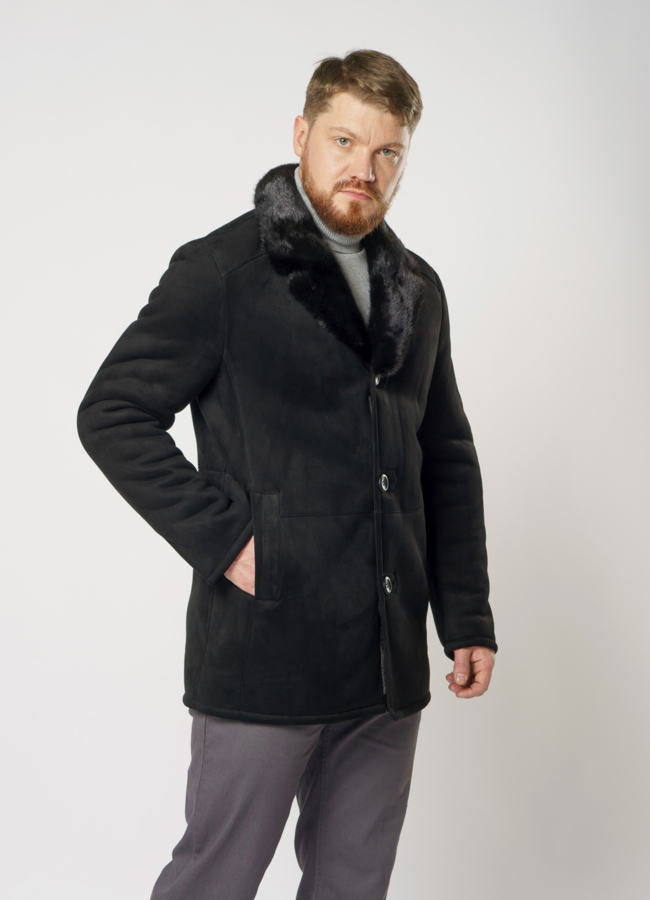 Мужская дубленка из эко замши  модель № 1983 универмаг малина