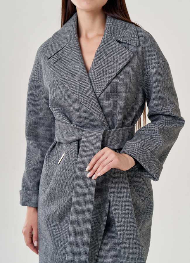 Пальто женское оверсайз с английским воротником модель № 22954 в кредит