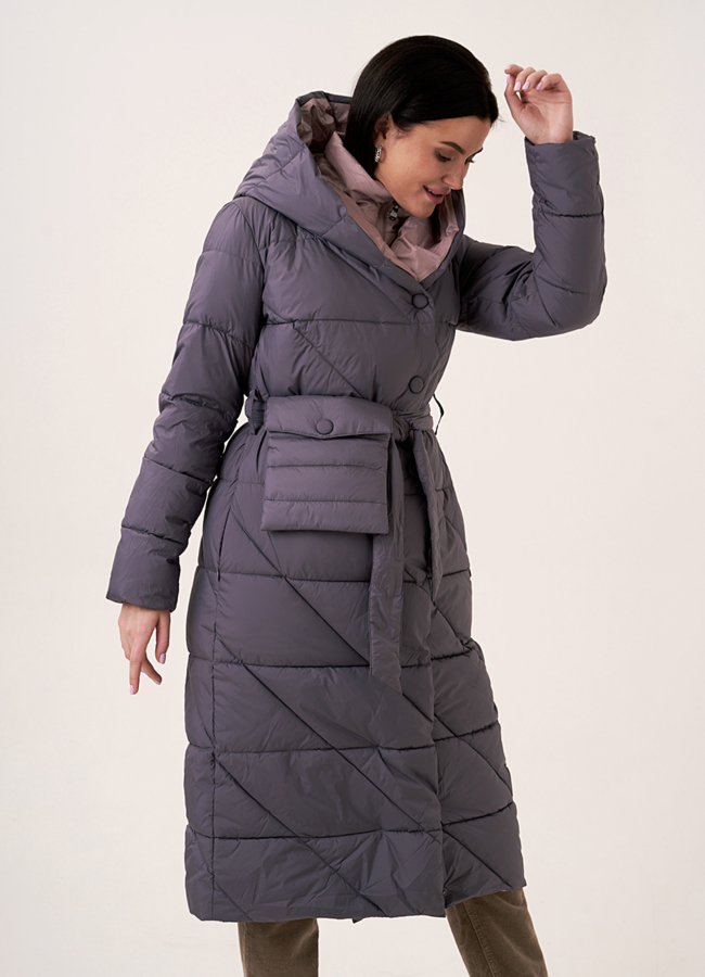 Пуховик на био пухе с капюшоном  модель № 110119 универмаг малина