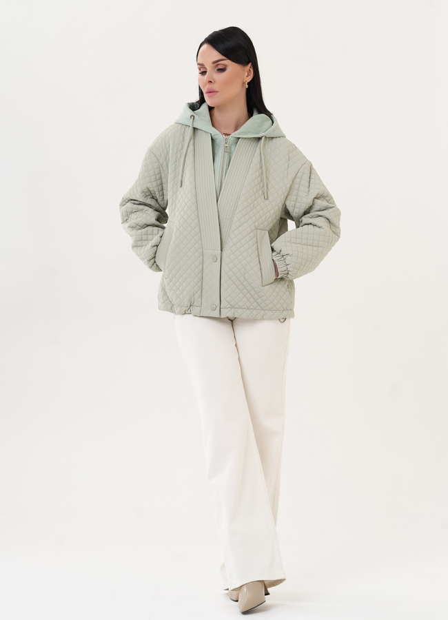 фото Стеганая куртка с вельветовым капюшоном модель № 27001