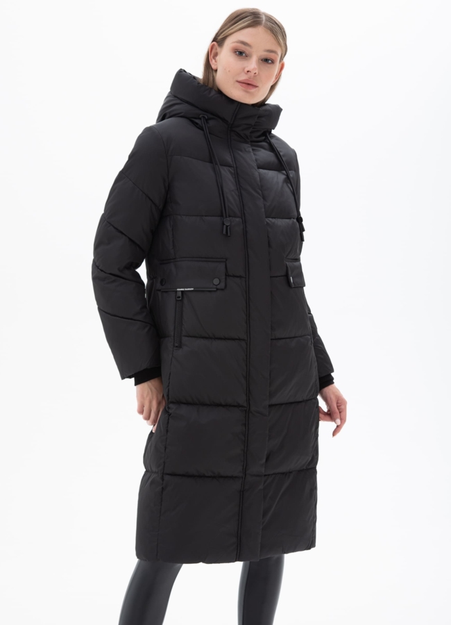 фото Женский пуховик черного цвета  модель № 25510