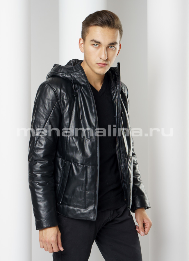 Кожаная куртка  модель № KP-227 универмаг малина