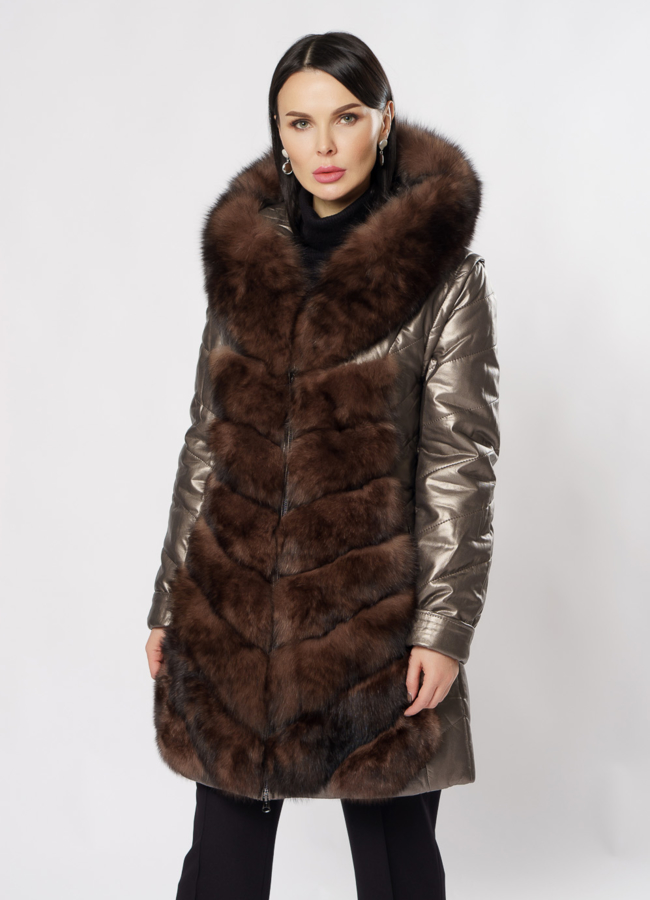 Пуховик с мехом модель № 15559 меха малина