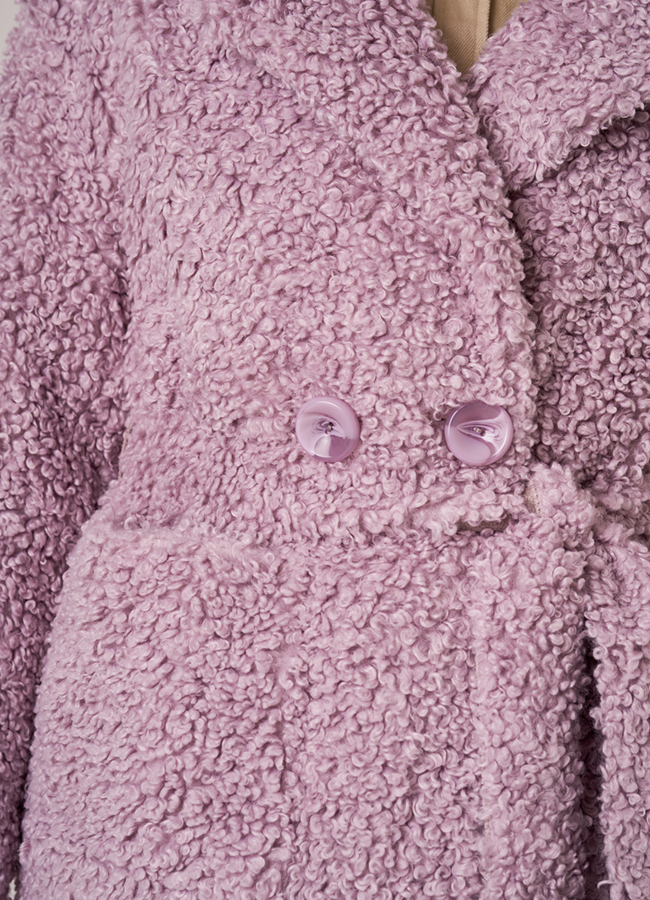 Шуба из шерсти на поясе с английским воротником модель № 8232 в рассрочку