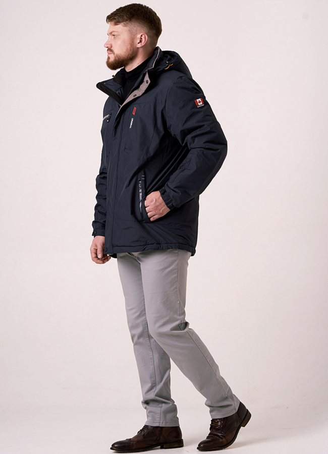 Пуховик мужской синего цвета со съемным капюшоном модель № 19-05 универмаг малина