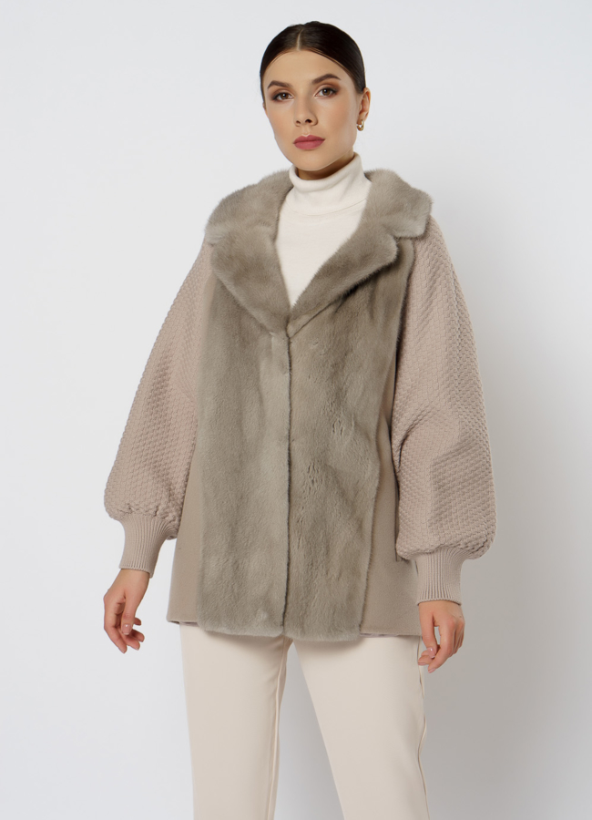 Кардиган с мехом модель № 2021-1 универмаг малина