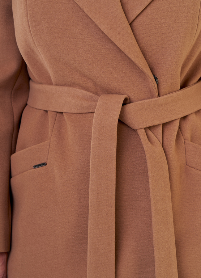 Классическое женское пальто в коричневом цвете  модель № 23181 универмаг малина