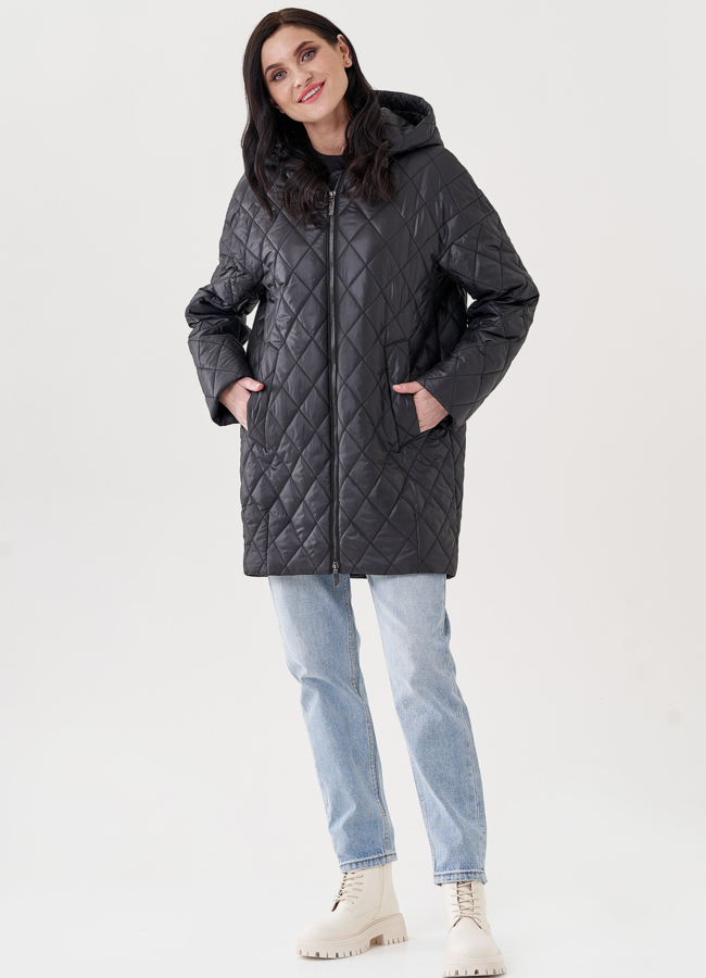 фото Женское полупальто с капюшоном  модель № 24416