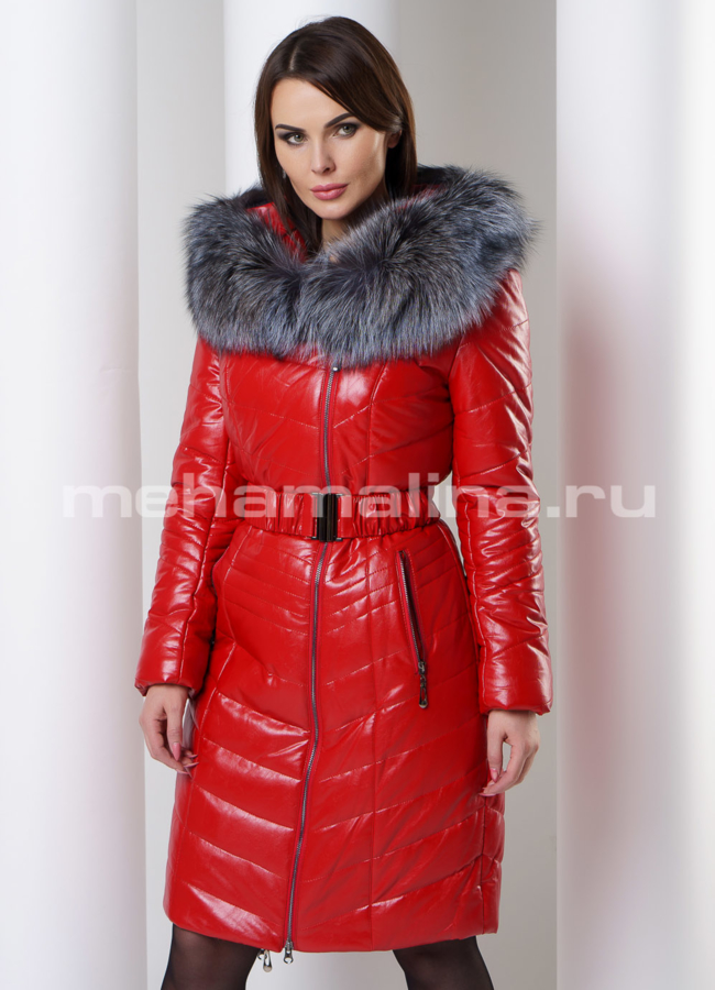 Кожаный пуховик эко модель № 85040 в кредит