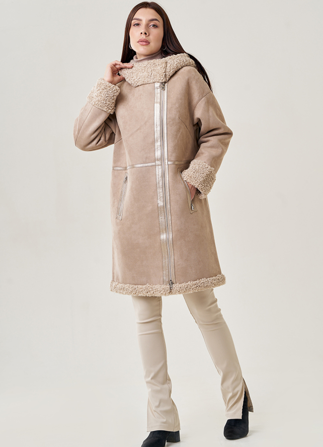 Женская дубленка из искусственного меха модель № 23067 в рассрочку