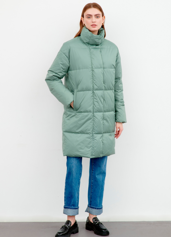 фото Пуховик в светло-зеленом цвете модель № 78915