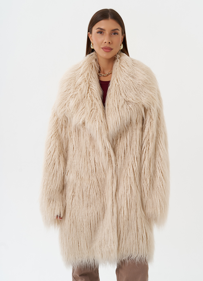 Женское полупальто из эко меха под ламу модель № 28545 в рассрочку