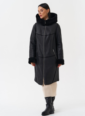 Натуральная дубленка с капюшоном