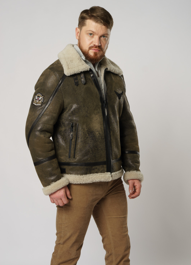 Мужская дубленка пилот  модель № DM-127 универмаг малина