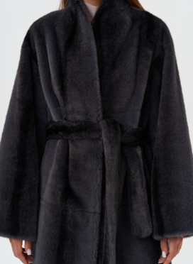 Длинное пальто из эко меха с принтом деграде Длинное пальто из эко меха с принтом деграде