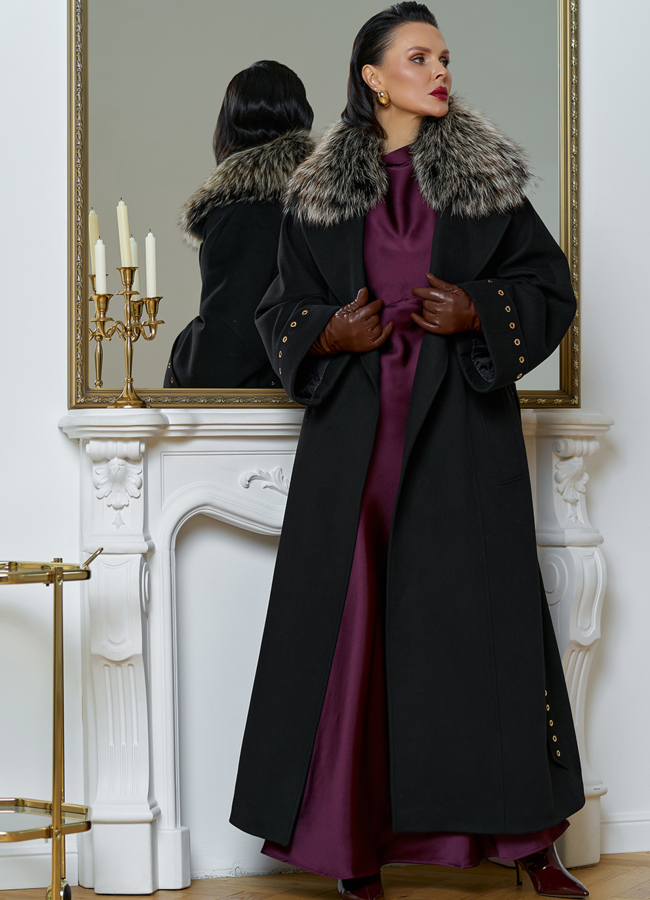 фото Утепленное женское пальто с английским воротником из меха лисы модель № 31552 фото Утепленное женское пальто с английским воротником из меха лисы модель № 31552