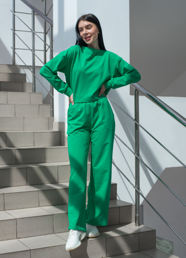 Джемпер женский зеленого цвета с длинным рукавом модель № 22918 в кредит