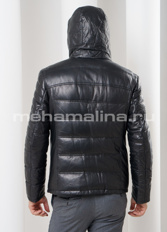 Кожаный пуховик модель № ПМ-54 в рассрочку