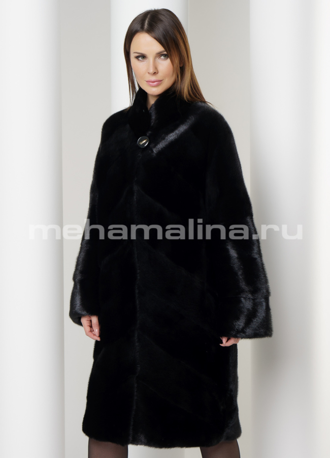 фото Черная норковая шуба модель № S-581