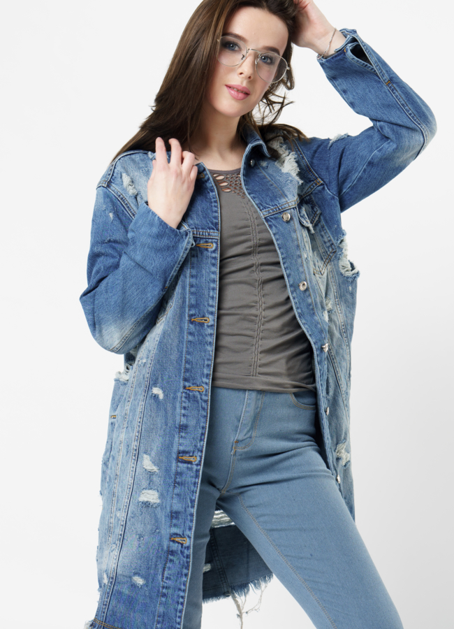 Куртка джинсовая  модель № 323 меха малина