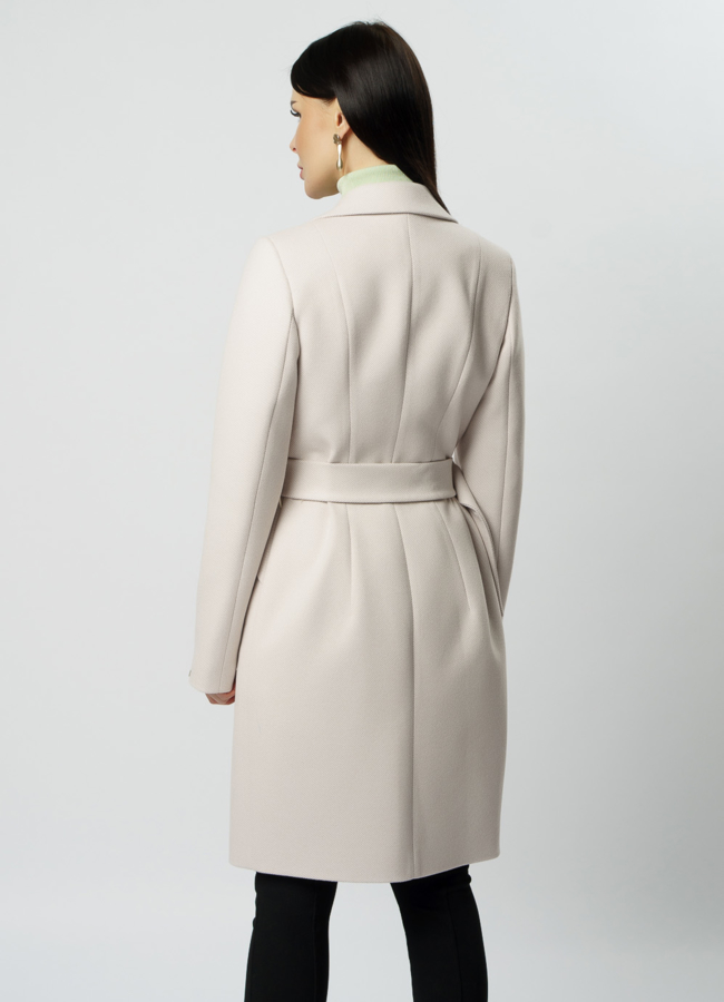 фото Женское пальто в цвете жемчуг модель № 20559