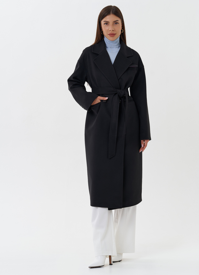 Классическое пальто с английским воротником модель № 27677 меха малина