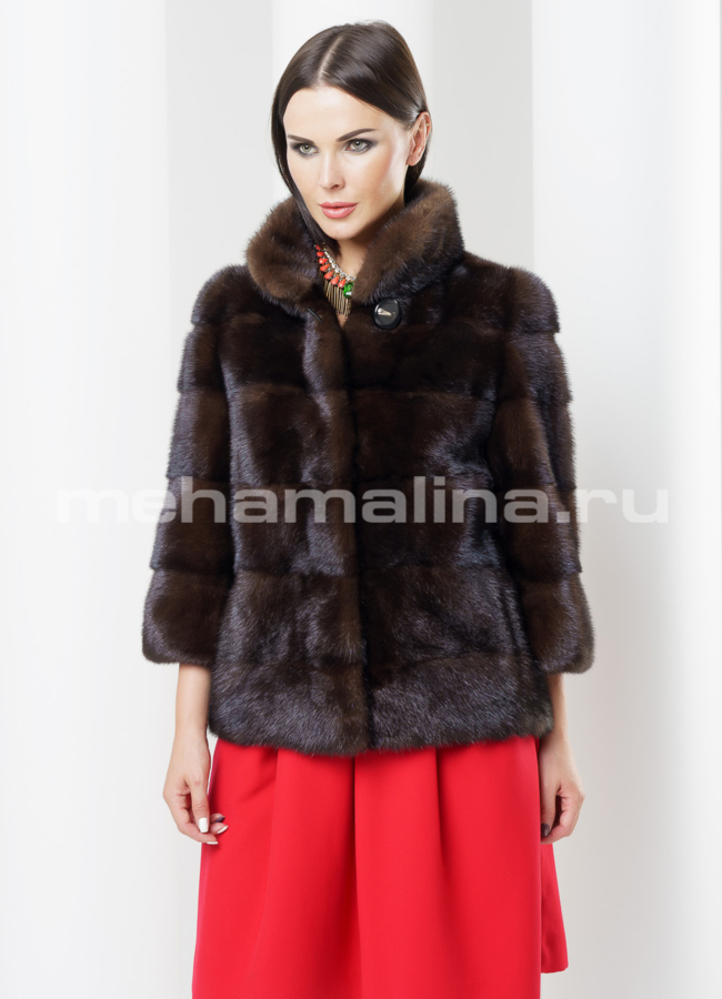 фото Норковая шуба укороченная модель № S-443