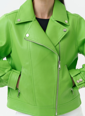 Куртка косуха из эко кожи зеленого цвета