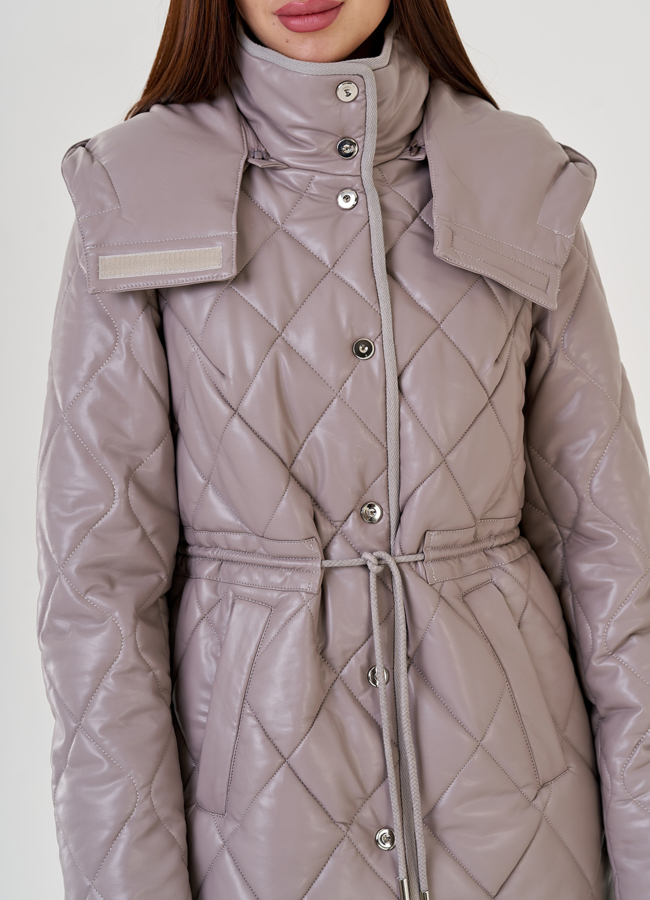 Женский пуховик-парка из эко кожи Malina Siberian  модель № 23368 в рассрочку