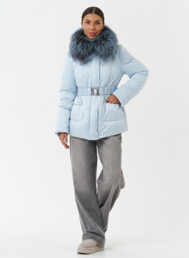 Пуховик с мехом чернобурки