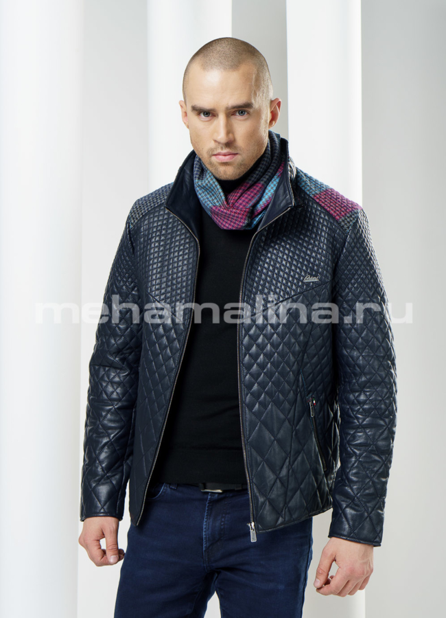 фото Кожаная куртка с декоративным шарфом модель № KP-109 фото Кожаная куртка с декоративным шарфом модель № KP-109