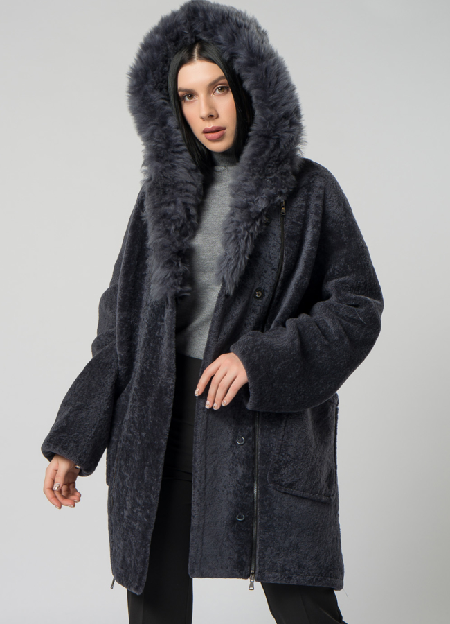 Куртка из мутона оверсайз модель № 1507 универмаг малина