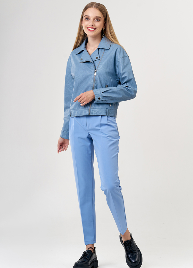 фото Куртка из эко кожи в голубом цвете модель № 21188