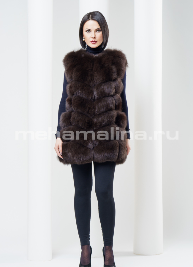 Жилет из песца, цвет шоколад модель № M-78 в рассрочку