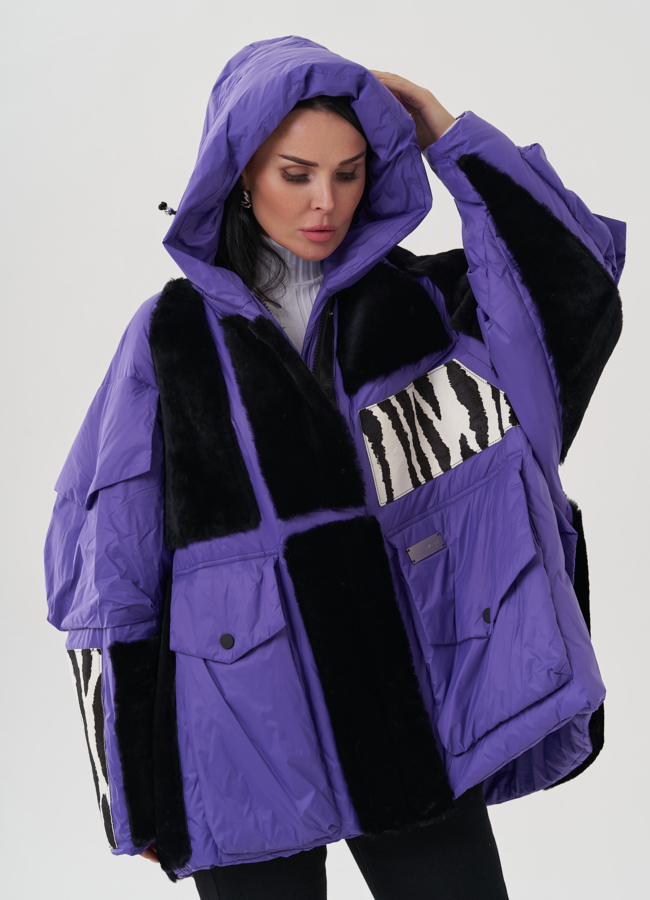 Куртка оверсайз фиолетового цвета модель № 25480 универмаг малина