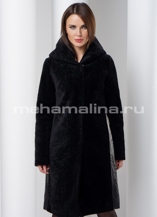 Меховое пальто модель № K-389 меха малина