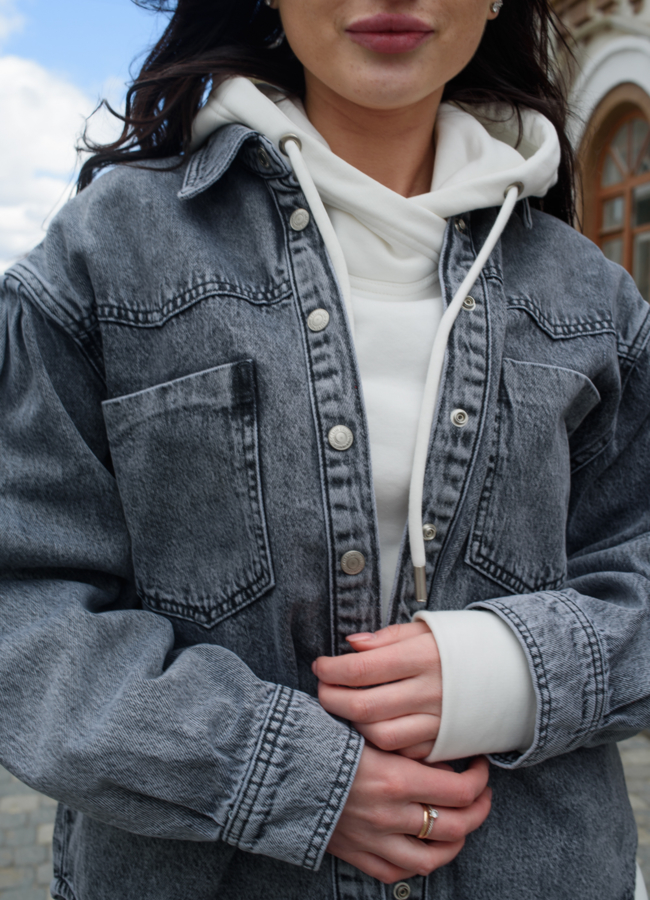 Куртка джинсовая серого цвета модель № 21178 универмаг малина